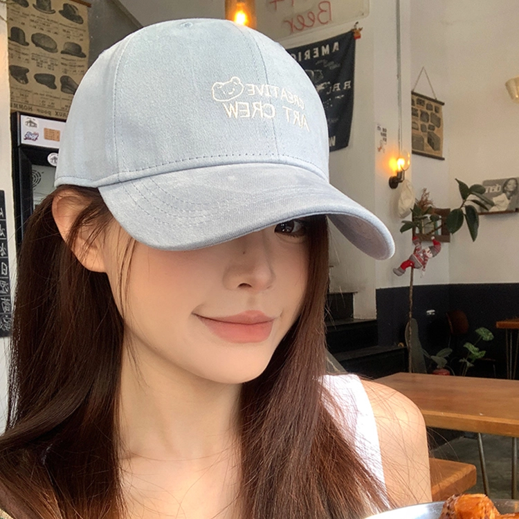 浪莎 日系可爱风字母刺绣加硬软顶四季款户外出行防晒遮阳大头围显脸小 棉 鸭舌帽 男女同款情侣款