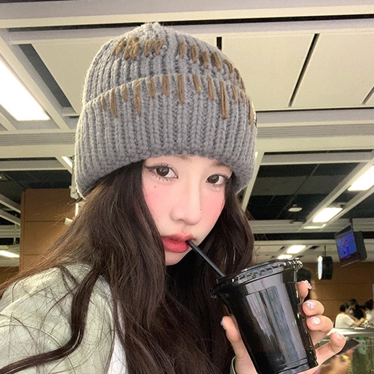 浪莎 酷里拽气手工缝线针织帽子男女情侣款秋冬季加厚保暖护耳套头毛线帽 涤纶 绒线帽 男女同款情侣款