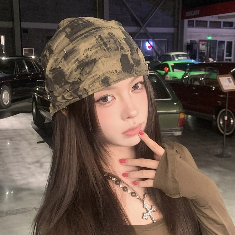 浪莎 日式废土风时髦堆堆帽薄款显脸小包头帽百搭格纹冷帽 棉 绒线帽 男女同款情侣款