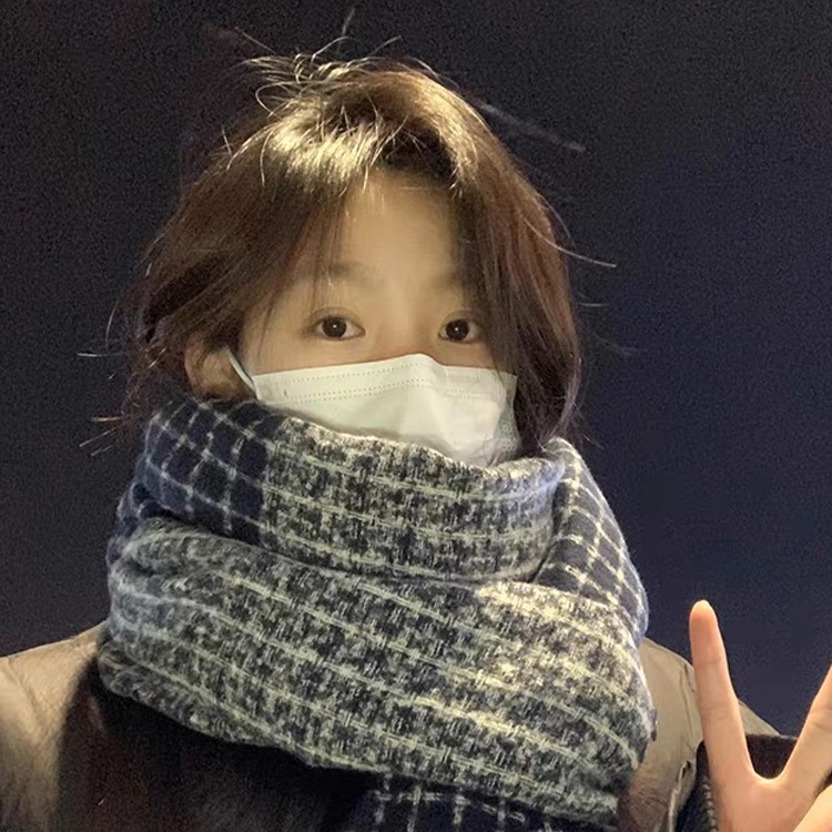浪莎 软糯温暖小格子仿羊绒流苏 礼盒装 聚酯纤维 绒线围巾 男女同款情侣款