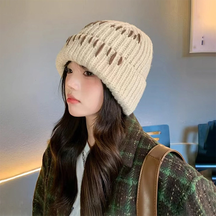 浪莎 酷里拽气手工缝线针织帽子男女情侣款秋冬季加厚保暖护耳套头毛线帽 涤纶 绒线帽 男女同款情侣款