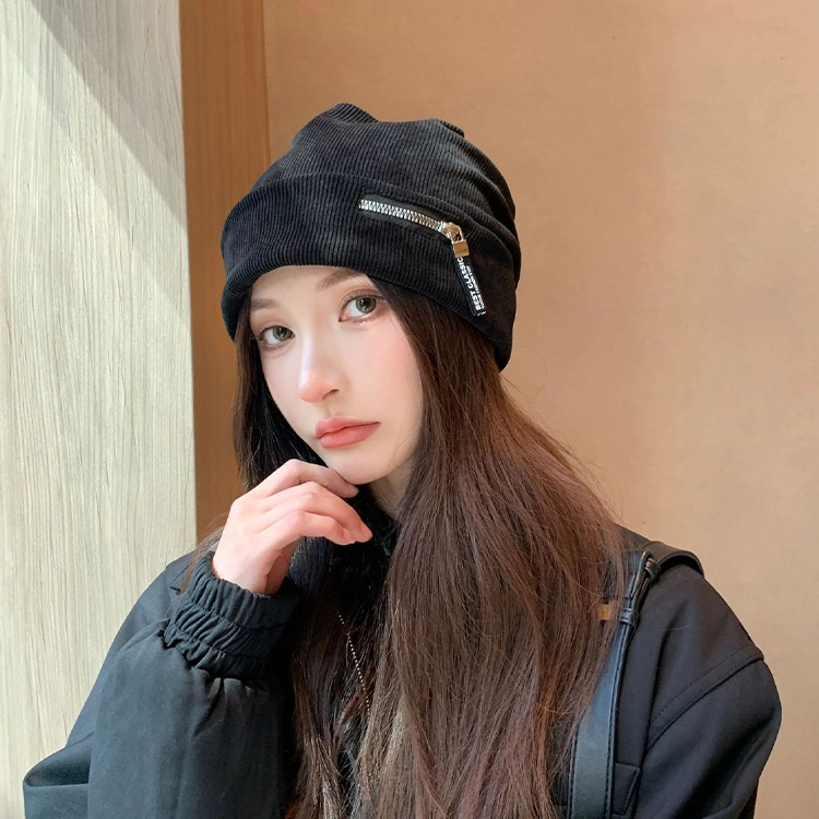 浪莎 美式优雅显脸小灯芯绒针织毛线 棉 绒线帽 男女同款情侣款
