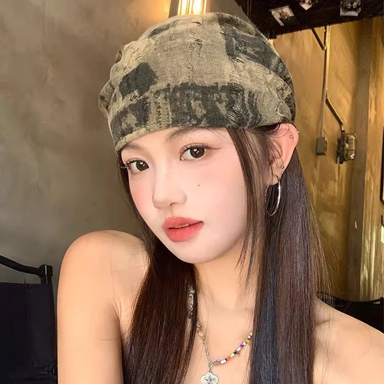 浪莎 日式废土风时髦堆堆帽薄款显脸小包头帽百搭格纹冷帽 棉 绒线帽 男女同款情侣款