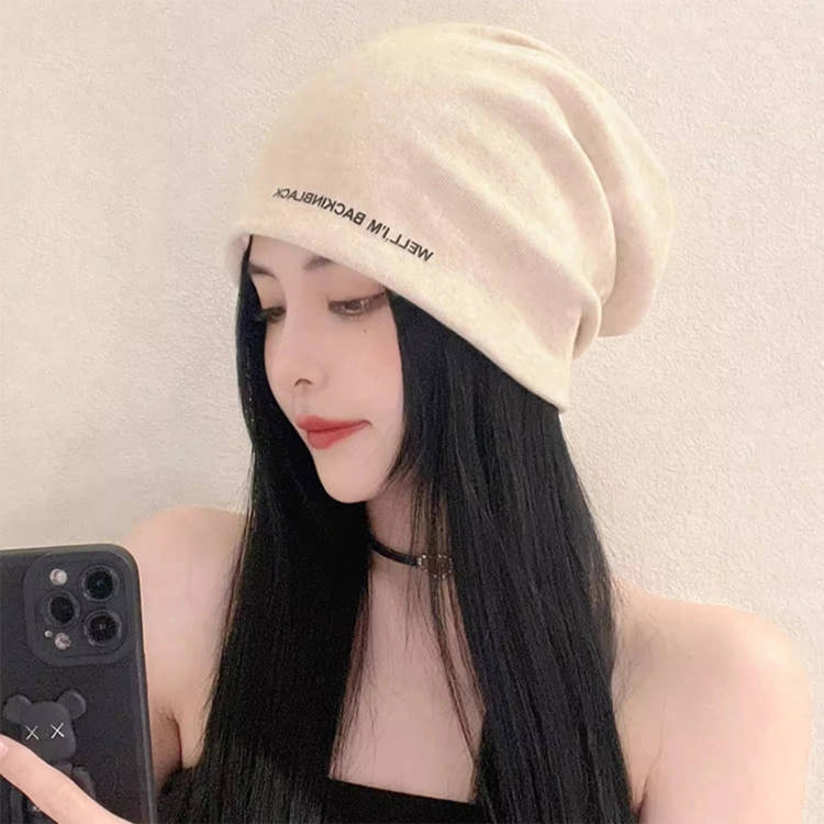 浪莎 韩式冷帽简约纯色字母印花户外街拍时尚潮流堆堆帽 棉  绒线帽 男女同款情侣款