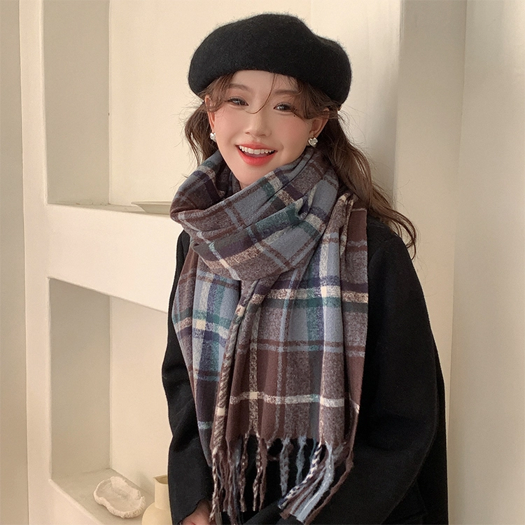 浪莎 韩系氛围感 仿羊绒流苏披肩秋冬保暖 礼盒装 绒线围巾 男女同款情侣款