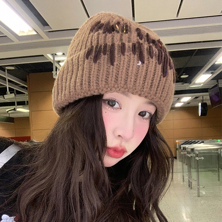 浪莎 酷里拽气手工缝线针织帽子男女情侣款秋冬季加厚保暖护耳套头毛线帽 涤纶 绒线帽 男女同款情侣款