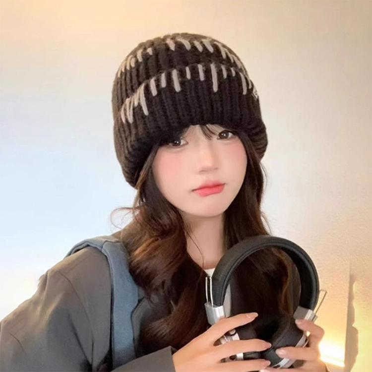 浪莎 酷里拽气手工缝线针织帽子男女情侣款秋冬季加厚保暖护耳套头毛线帽 涤纶 绒线帽 男女同款情侣款