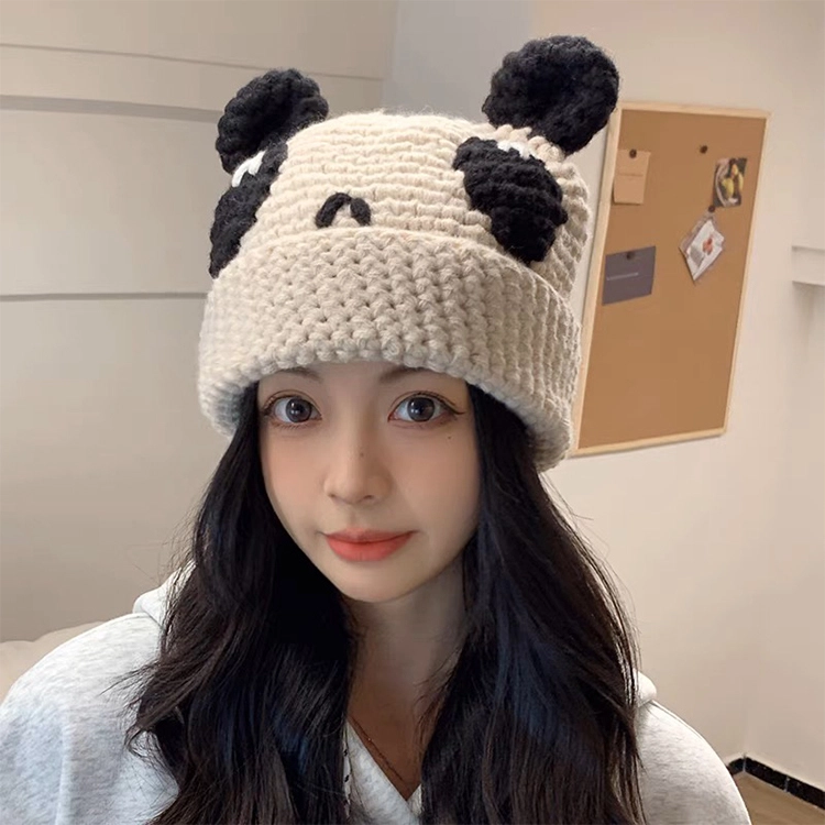 浪莎 手工卡通针织绒线帽子女生秋冬保暖可爱百搭情侣毛线帽户外防晒冷帽 男女同款 涤纶 绒线帽 女款