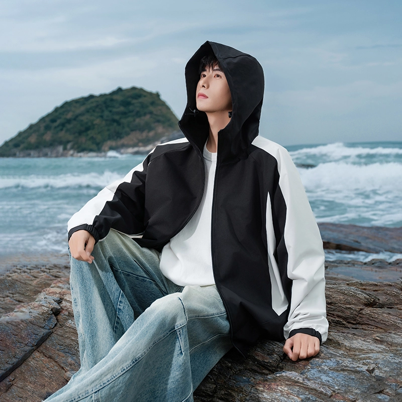 寻星记 美式潮牌经典软壳拼色双面穿山系户外宽松百搭耐磨防风防水长袖连帽冲锋衣夹克 男女同款