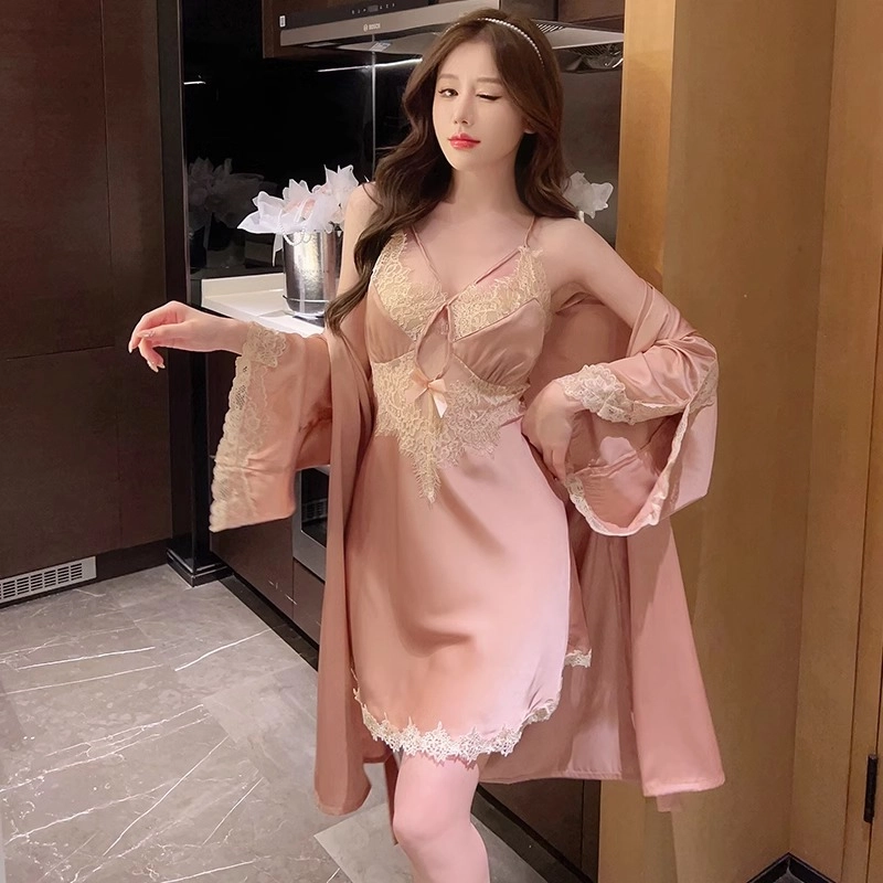 秀黛 性感镂空纯色舒适透气睡衣套装 女款