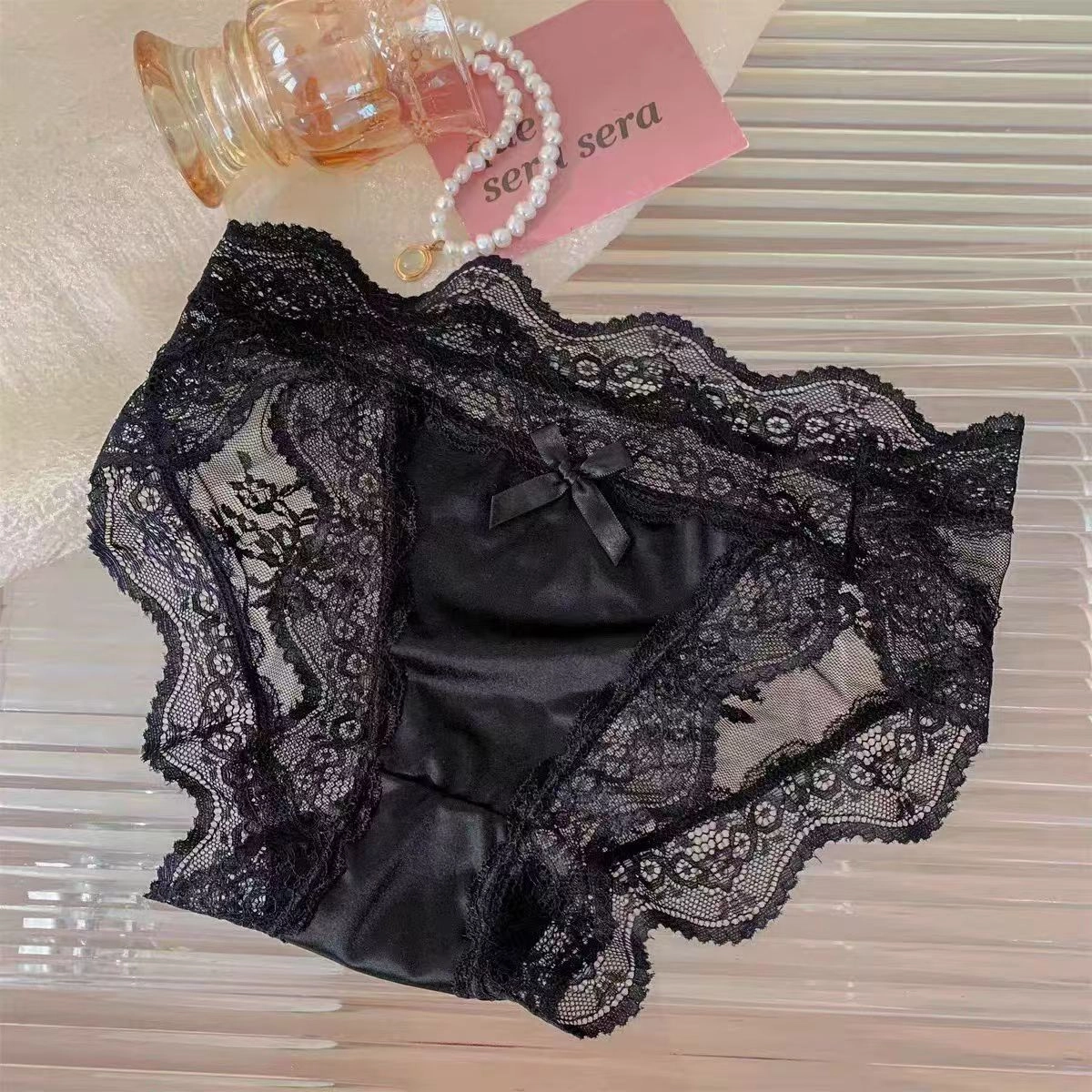 秀黛 蕾丝高级浪漫大花边高开叉低腰三角内裤 女款 组合装