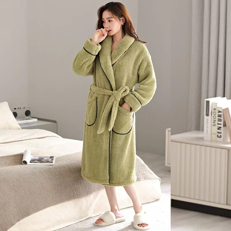 秀黛 加厚长款保暖家居服可外穿睡袍/浴袍 女款