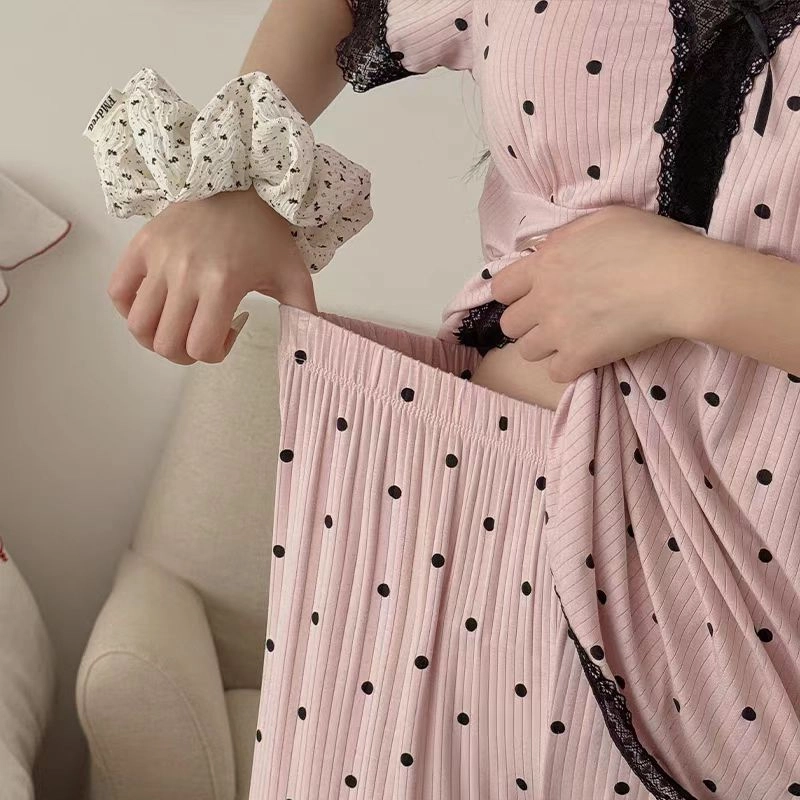 秀黛 带胸垫蕾丝纯欲休闲睡衣套装 女款