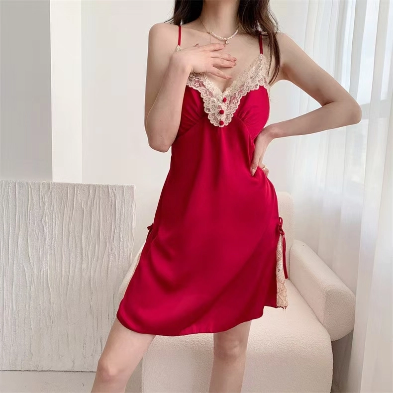 秀黛 性感纯色舒适露背无袖吊带裙睡裙 女款