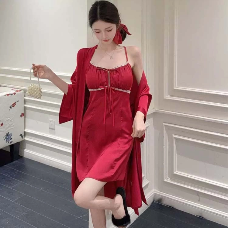 秀黛 甜美性感冰丝纯欲风睡衣套装 女款