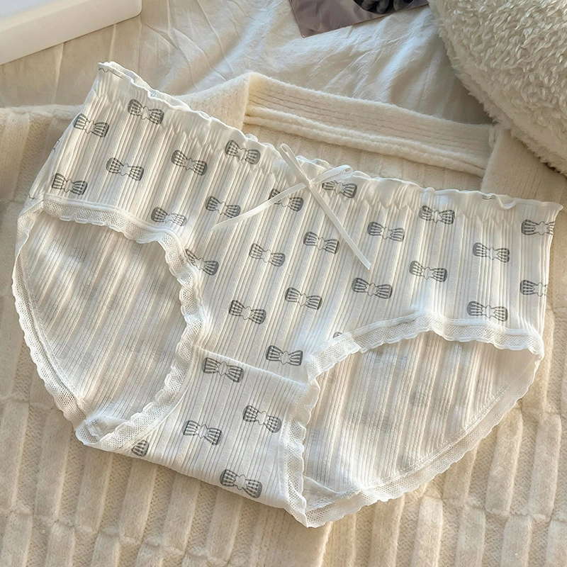 秀黛 日系可爱甜妹甜美中腰透气舒适轻盈亲肤质感高级感小清新日常通勤运动防夹臀不勒裆三角内裤 女款 组合装