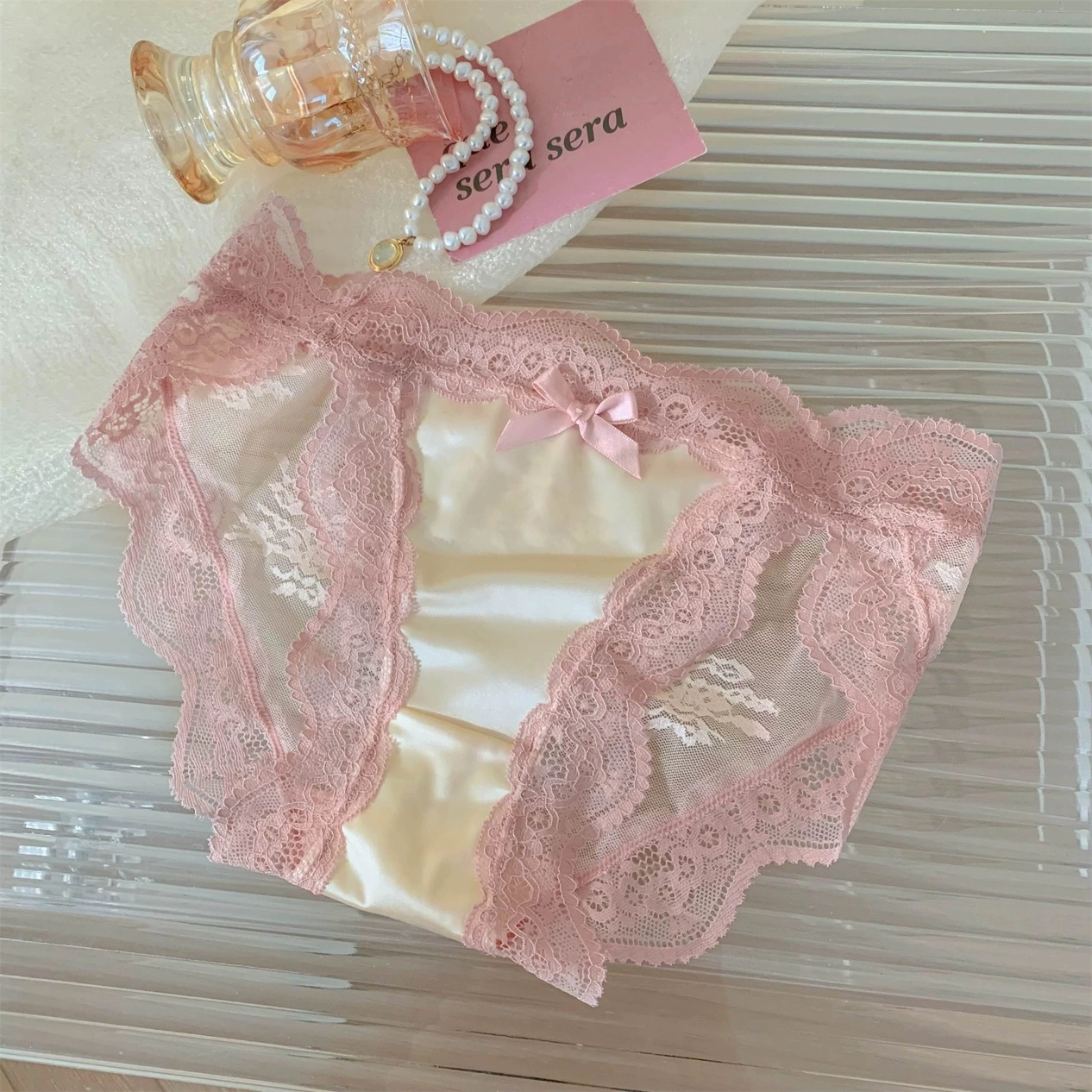 秀黛 蕾丝高级浪漫大花边高开叉低腰三角内裤 女款 组合装