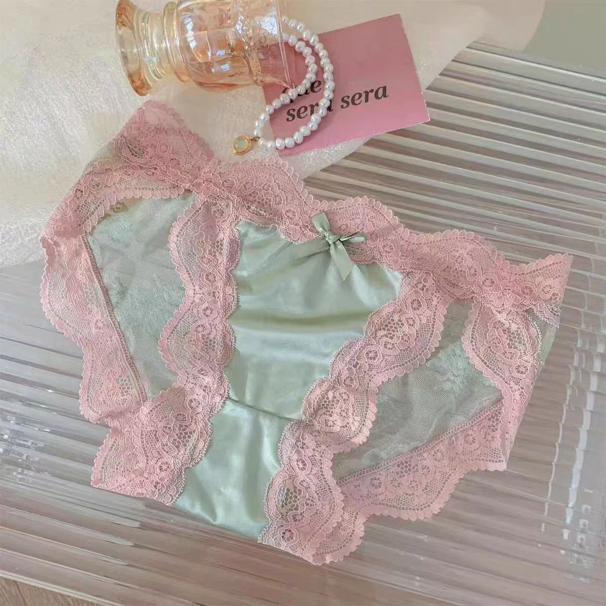 秀黛 蕾丝高级浪漫大花边高开叉低腰三角内裤 女款 组合装