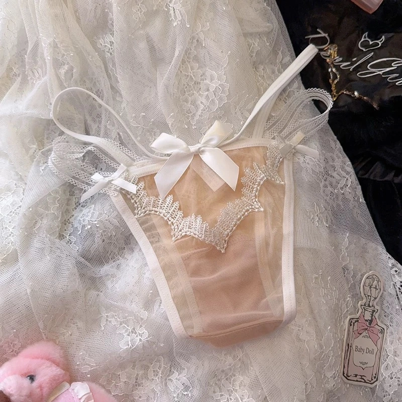 秀黛 性感芭蕾风网纱纯欲绑带美臀蝴蝶结透气内裤 女款