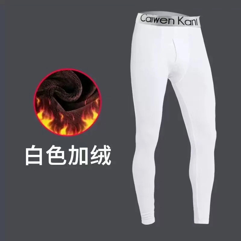 秀黛 薄加绒时尚纯色简约高腰长裤打底裤 男款