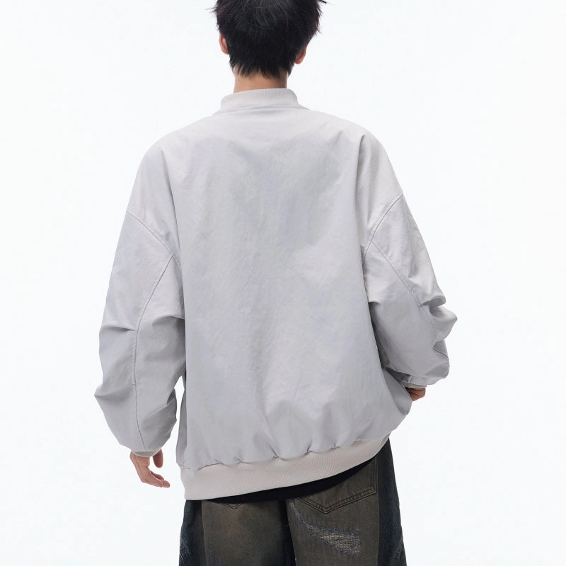 悍戈 美式复古纯色简约宽松防风保暖飞行服棒球服外套卫衣 男女同款