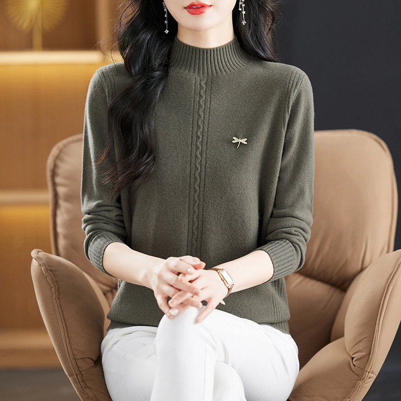 恒源祥 洋气时尚百搭半高领纯色套头长袖羊毛针织衫 女款