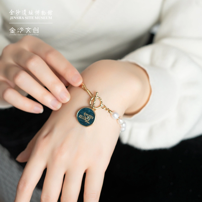 敦煌艺匠坊 蜀梦系列飞鸟珍珠 小众精致高级感饰品 新中式气质轻奢 铜镀金 手链 女款
