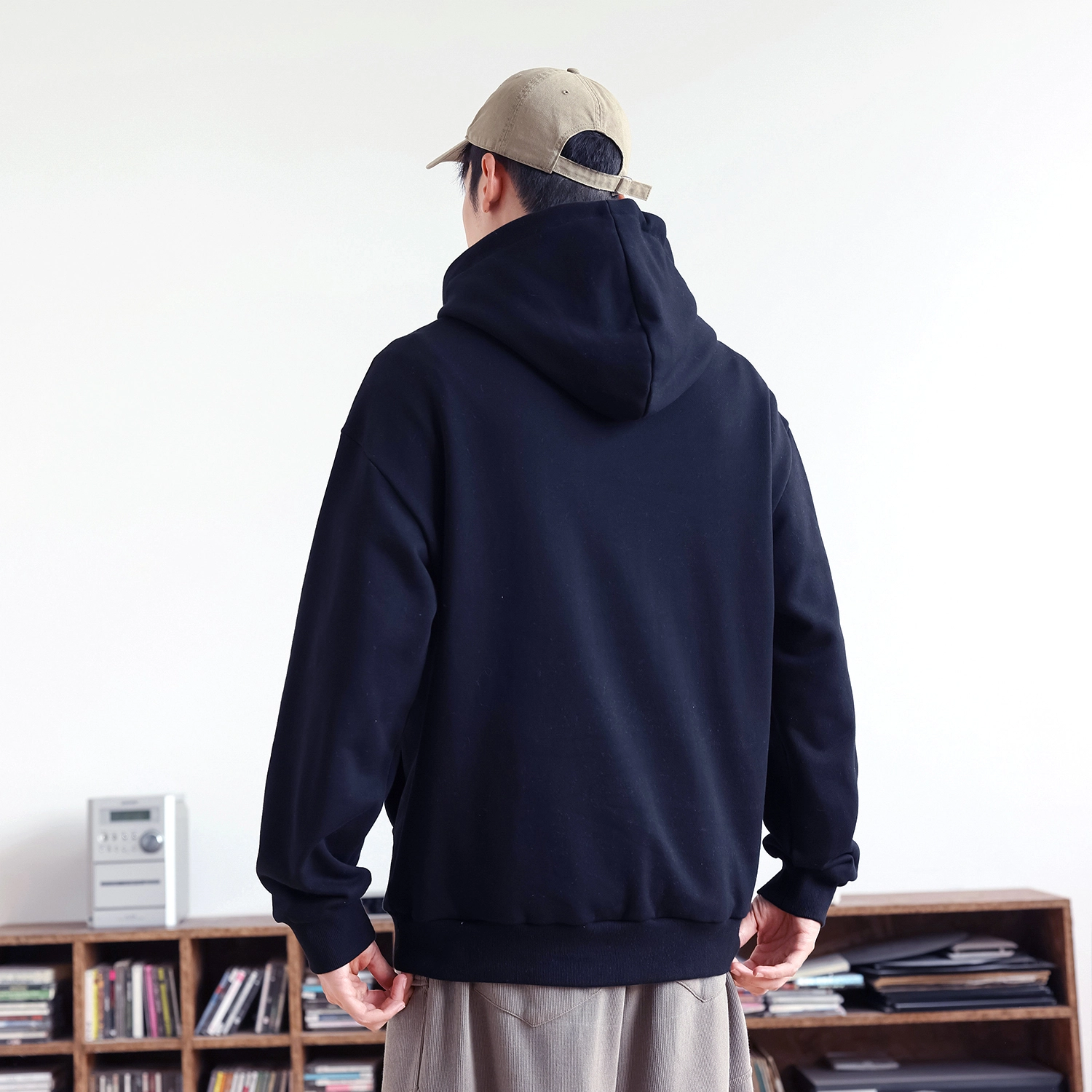 快鱼 日系简约宽松舒适时尚休闲重磅个性印花连帽卫衣 男女同款