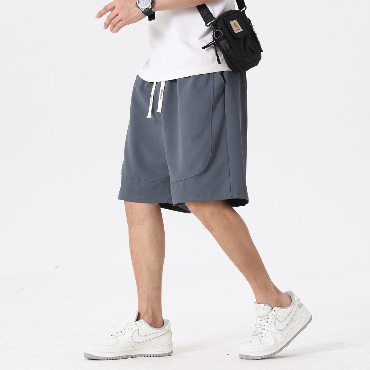 快鱼 宽松运动纯色五分裤休闲短裤 男女同款