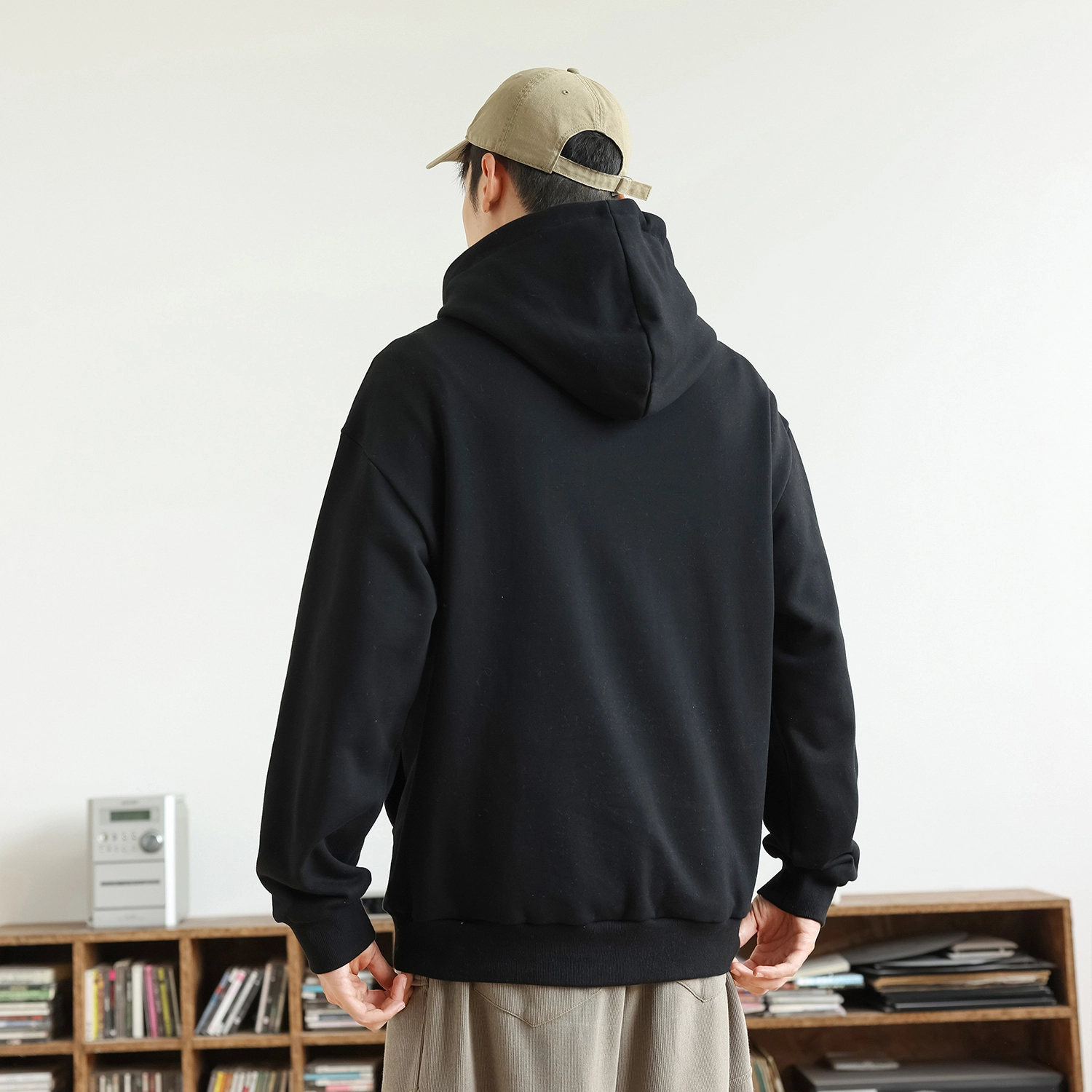 快鱼 日系简约宽松舒适时尚休闲重磅个性印花连帽卫衣 男女同款