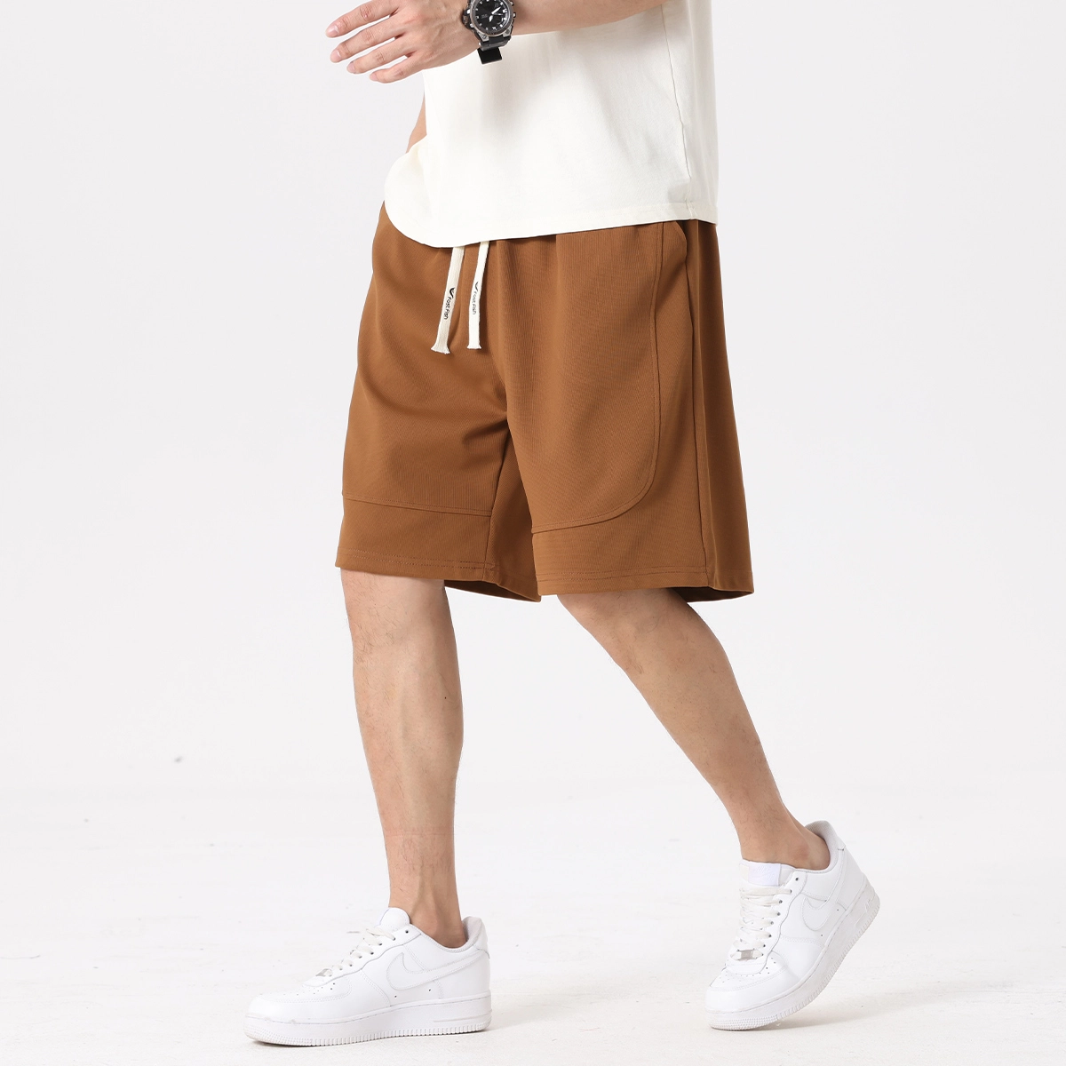 快鱼 宽松运动纯色五分裤休闲短裤 男女同款