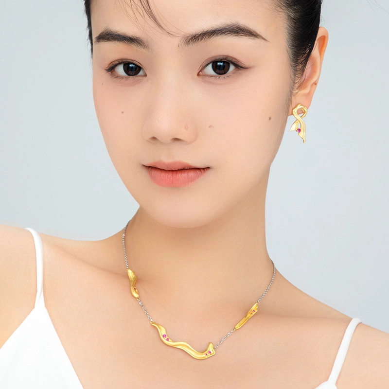 合璧 新中式诗经子衿 肌理质感镶嵌#好运 石榴石 项链 男女同款情侣款