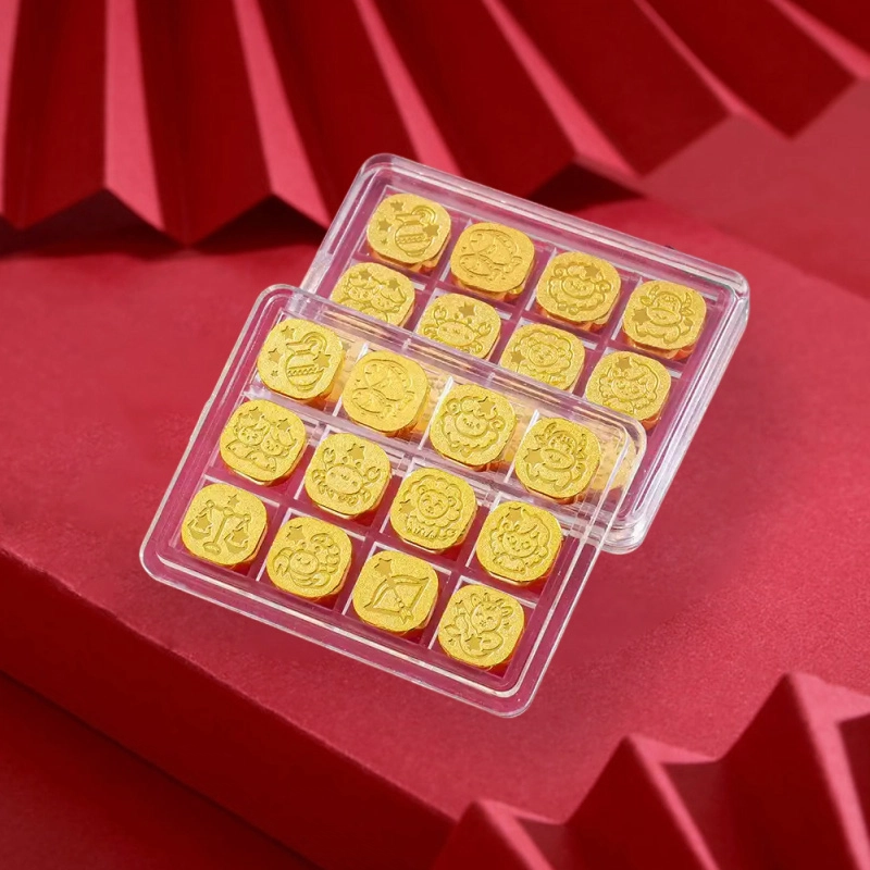 中国珠宝 十二星座轻奢冲压高级感个性精致创意摆件收藏储蓄储值理财 好运 足金 投资类 金豆 男女同款情侣款