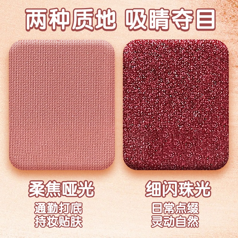 拉美拉 十二色珠光哑光大地色眼影盘 易上色细闪自然清透素颜眼部修饰