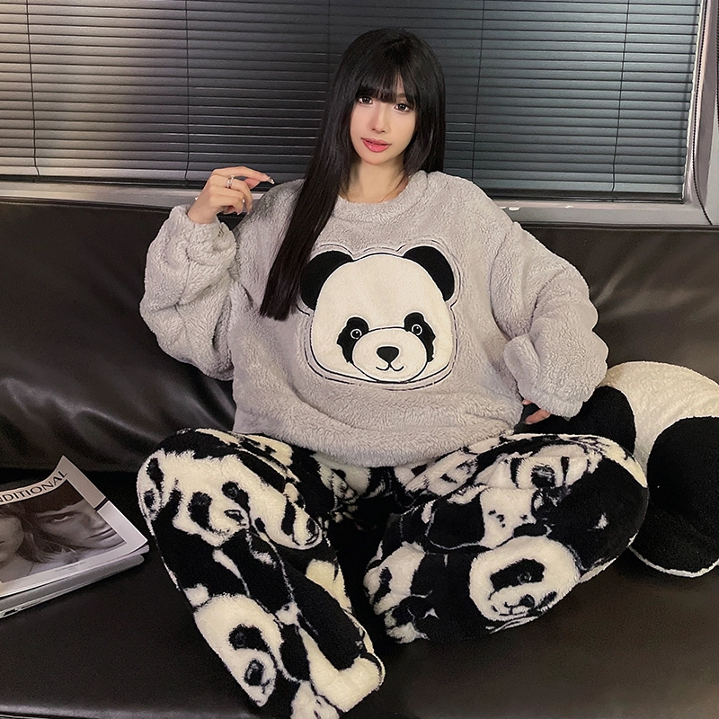 俞兆林 高端卡通长袖长裤保暖甜美家居服可外穿睡衣套装 女款 灰色