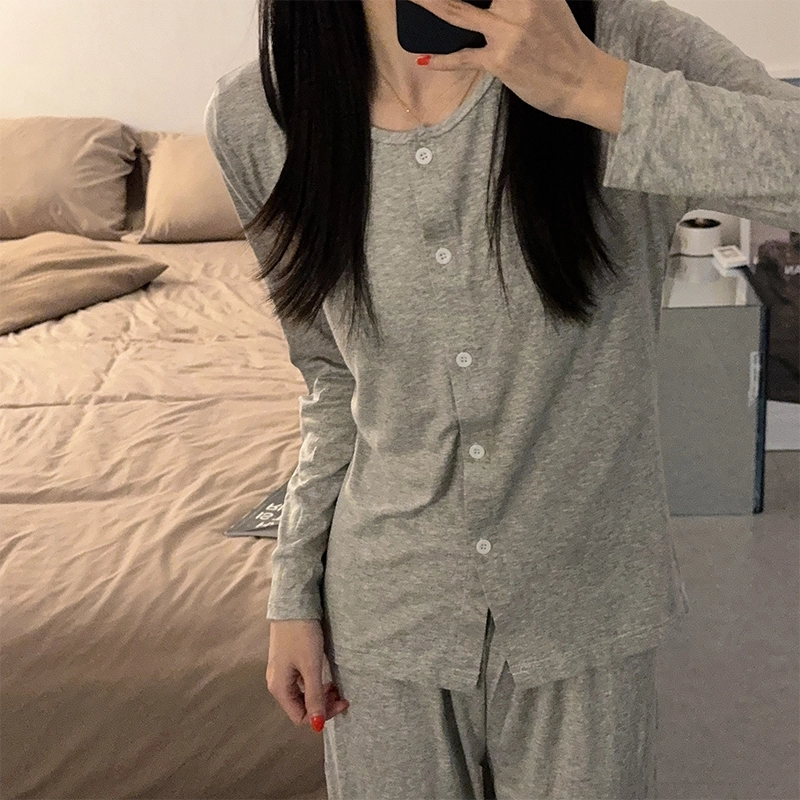 俞兆林 高级感带胸垫纯欲亲肤舒适休闲家居服可外穿睡衣套装 女款 浅灰色