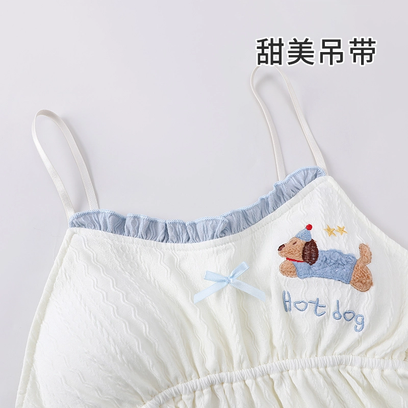 俞兆林 时尚性感带胸垫慵懒休闲无袖三分裤睡衣套装 女款 白色