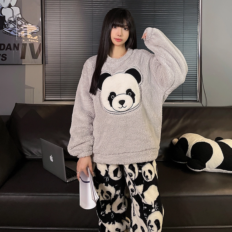 俞兆林 高端卡通长袖长裤保暖甜美家居服可外穿睡衣套装 女款 灰色