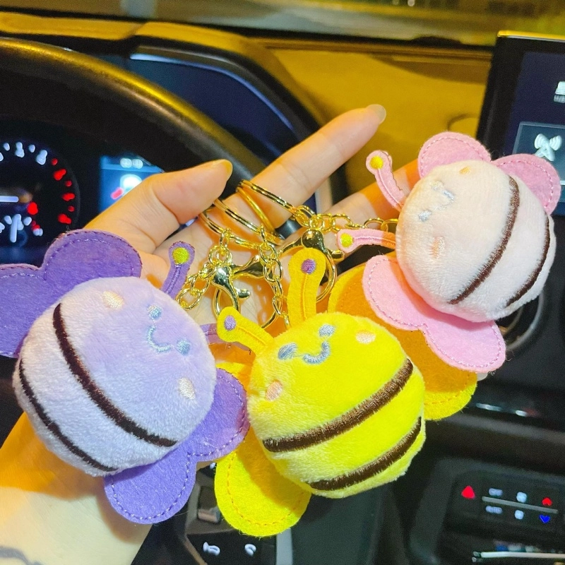 丹琴 可爱小蜜蜂 卡通玩偶公仔时尚甜美书包背包挂饰简约百搭 毛绒 挂件 男女同款情侣款