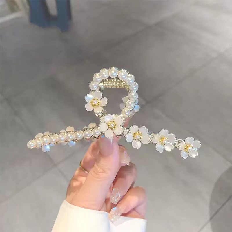 丹琴 高级感珍珠抓夹大号后脑勺鲨鱼夹子头饰发卡韩版高端发抓夹 发夹 女款