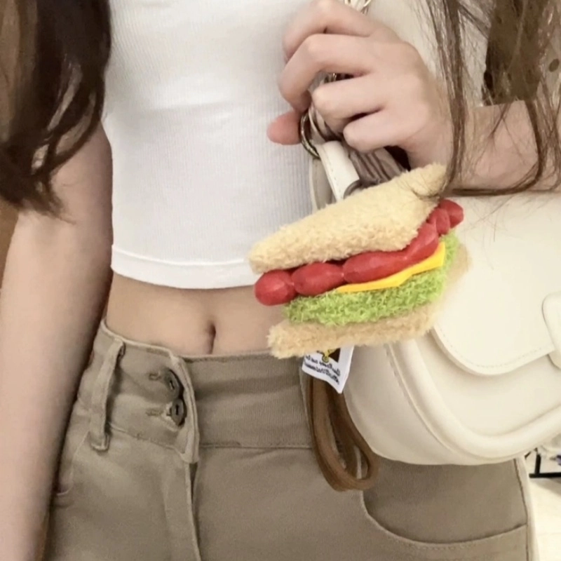丹琴 趣味仿真立体汉堡三明治公仔个性书包背包挂饰钥匙扣 毛绒 挂件 男女同款情侣款