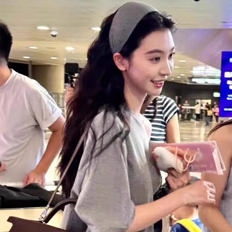 丹琴 法式针织灰色加宽头箍高颅顶时尚发带头箍发卡 树脂 发箍 女款