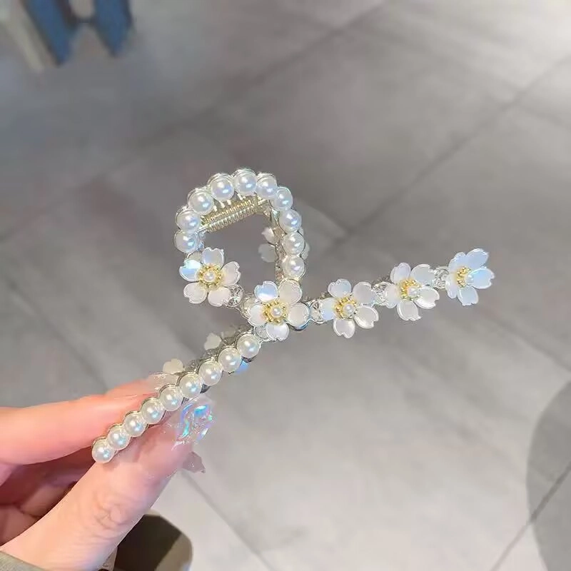 丹琴 高级感珍珠抓夹大号后脑勺鲨鱼夹子头饰发卡韩版高端发抓夹 发夹 女款