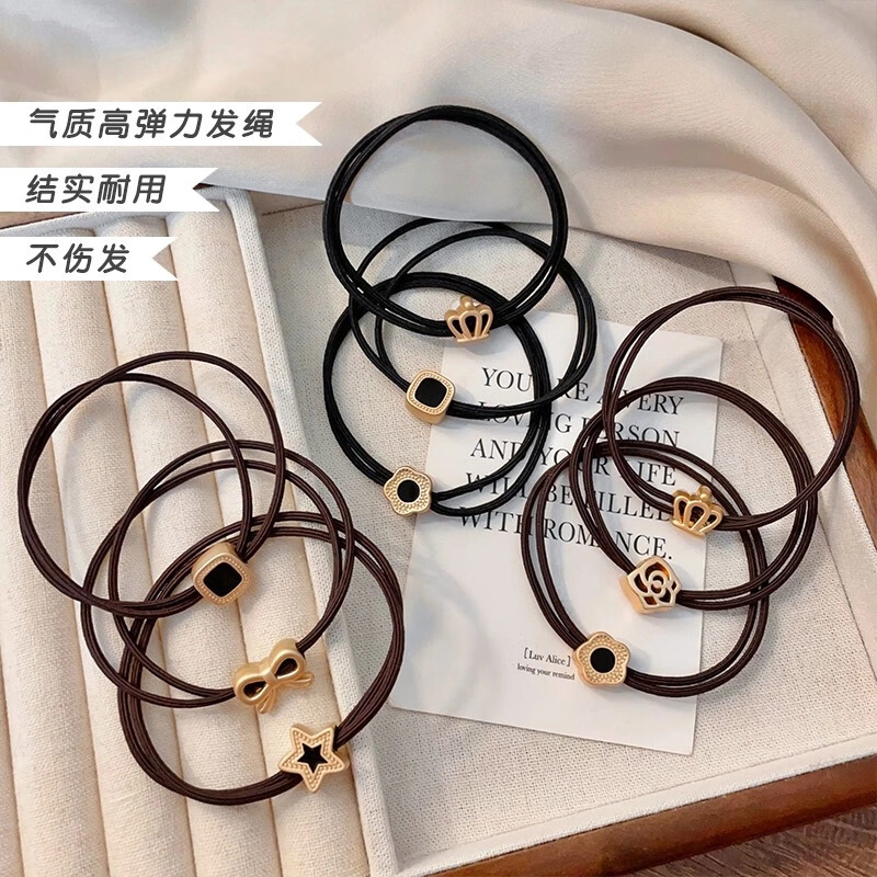 丹琴 简约几何蝴蝶结发绳 高端日常百搭扎头发圈马尾发绳不伤发皮套 成人头饰 皮筋/合金 头绳 女款