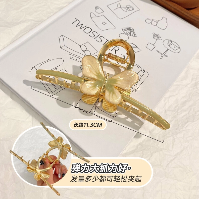 丹琴 优雅气质蝴蝶古风高级感夏天鲨鱼夹子发量多后脑勺 合金 发夹 女款