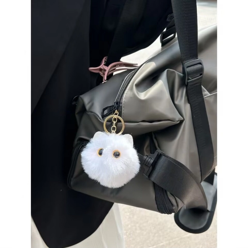 丹琴 害羞腮红猫猫球书包背包钥匙扣包包公仔小黑猫 毛绒 挂件 男女同款情侣款