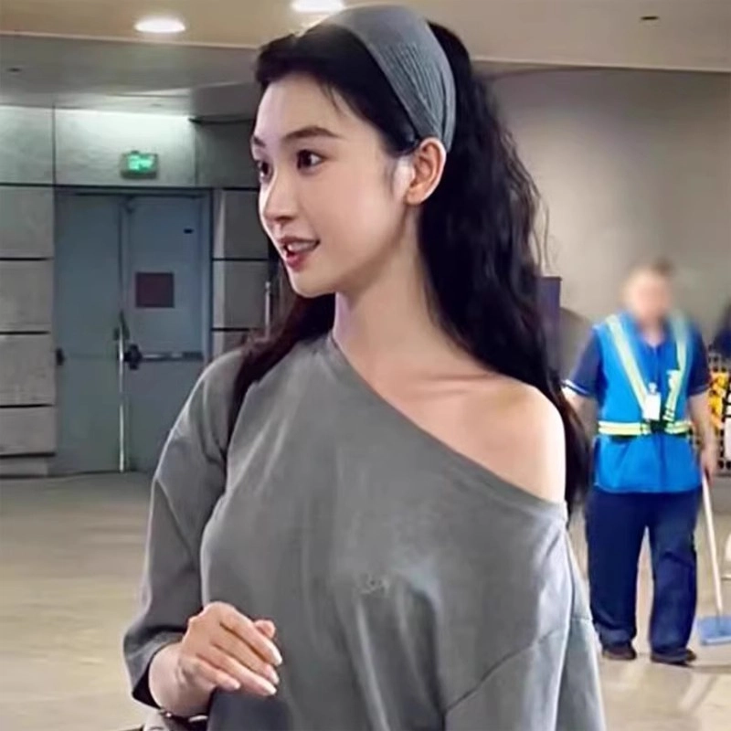 丹琴 法式针织灰色加宽头箍高颅顶时尚发带头箍发卡 树脂 发箍 女款