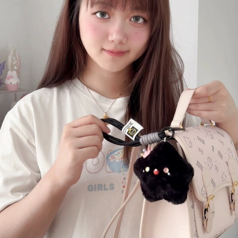 丹琴 卡通可爱吱吱叫纯黑小星星书包背包挂饰 毛绒 挂件 男女同款情侣款