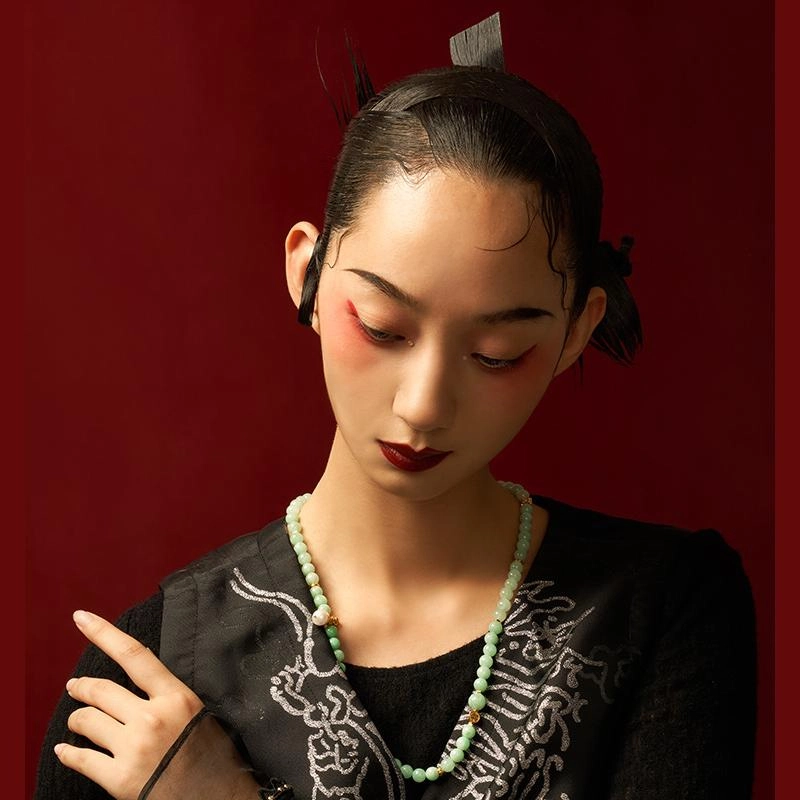 翠匠人 新中式  古风简约 平安吉祥 福寿吉祥首饰 糯冰 项链 女款 七月七 送恋人
