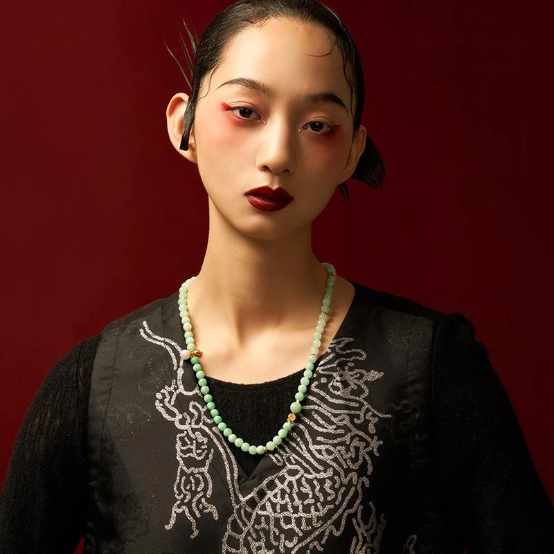 翠匠人 新中式  古风简约 平安吉祥 福寿吉祥首饰 糯冰 项链 女款 七月七 送恋人